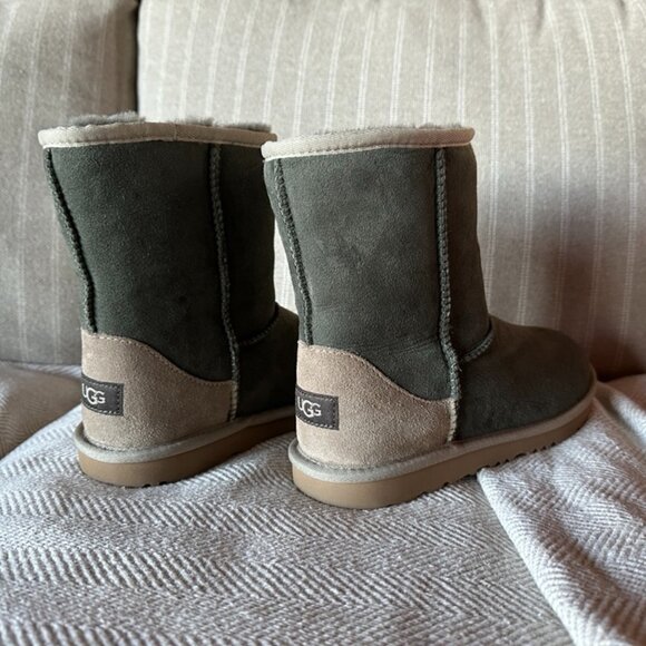 Ugg Leather Sheepskin Boots  (Sage + Tan Color)  - size euro 38 - Picture 2 of 7